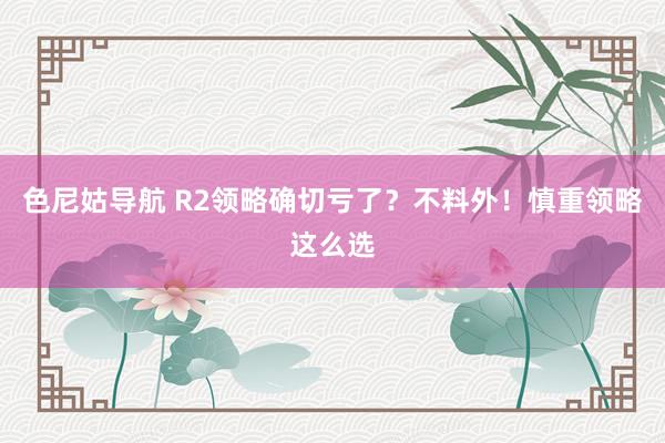 色尼姑导航 R2领略确切亏了？不料外！慎重领略这么选