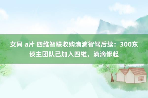 女同 a片 四维智联收购滴滴智驾后续：300东谈主团队已加入四维，滴滴修起