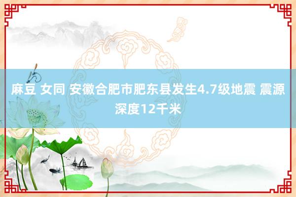 麻豆 女同 安徽合肥市肥东县发生4.7级地震 震源深度12千米