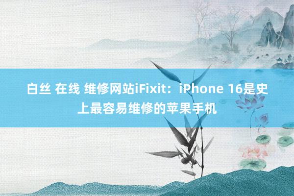 白丝 在线 维修网站iFixit：iPhone 16是史上最容易维修的苹果手机