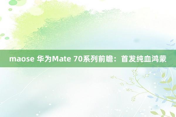 maose 华为Mate 70系列前瞻：首发纯血鸿蒙