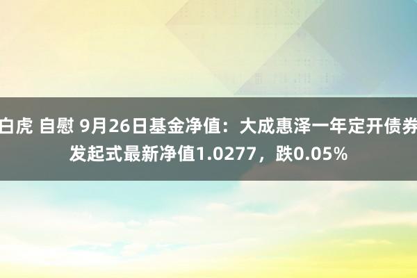 白虎 自慰 9月26日基金净值：大成惠泽一年定开债券发起式最新净值1.0277，跌0.05%