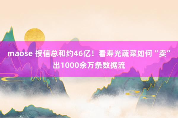 maose 授信总和约46亿！看寿光蔬菜如何“卖”出1000余万条数据流