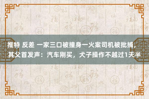 推特 反差 一家三口被撞身一火案司机被批捕， 其父首发声：汽车刚买，犬子操作不越过1天半