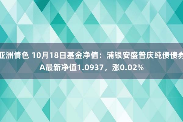 亚洲情色 10月18日基金净值：浦银安盛普庆纯债债券A最新净值1.0937，涨0.02%