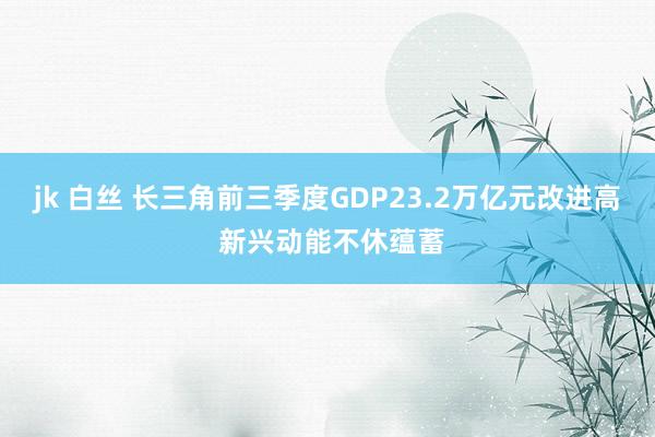 jk 白丝 长三角前三季度GDP23.2万亿元改进高 新兴动能不休蕴蓄