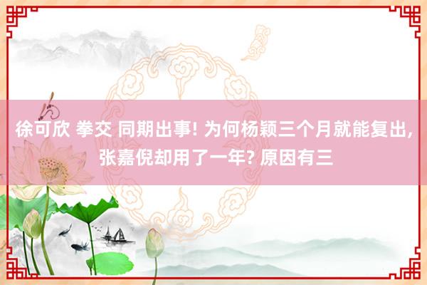 徐可欣 拳交 同期出事! 为何杨颖三个月就能复出, 张嘉倪却用了一年? 原因有三