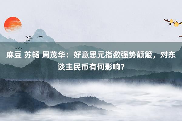 麻豆 苏畅 周茂华：好意思元指数强势颠簸，对东谈主民币有何影响？