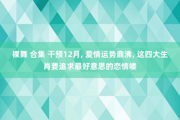 裸舞 合集 干预12月, 爱情运势鼎沸, 这四大生肖要追求最好意思的恋情喽