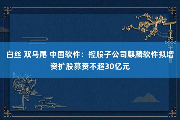 白丝 双马尾 中国软件：控股子公司麒麟软件拟增资扩股募资不超30亿元