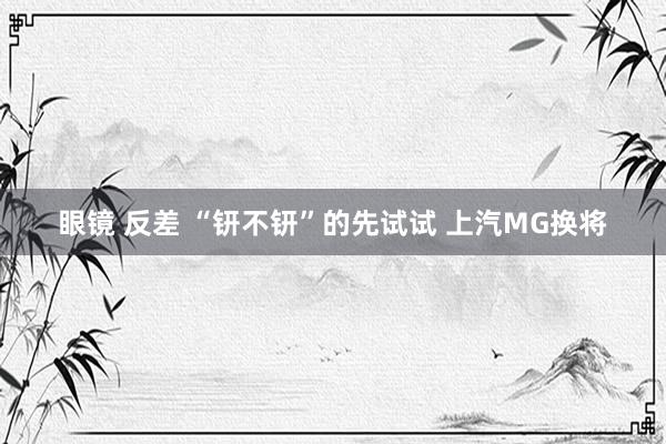 眼镜 反差 “钘不钘”的先试试 上汽MG换将