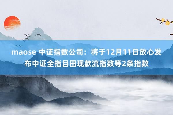 maose 中证指数公司：将于12月11日放心发布中证全指目田现款流指数等2条指数