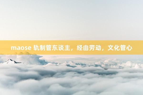 maose 轨制管东谈主，经由劳动，文化管心