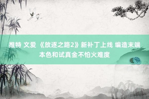 推特 文爱 《放逐之路2》新补丁上线 编造末端本色和试真金不怕火难度