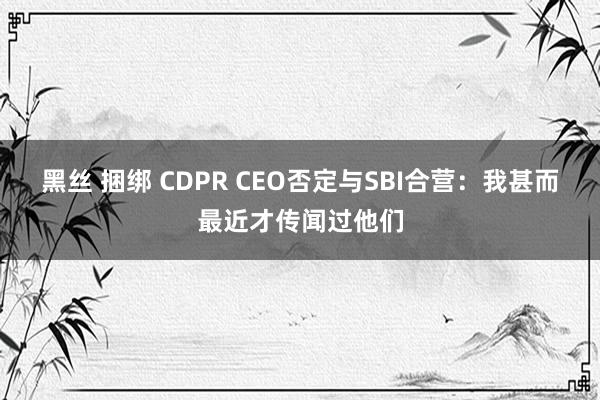 黑丝 捆绑 CDPR CEO否定与SBI合营：我甚而最近才传闻过他们