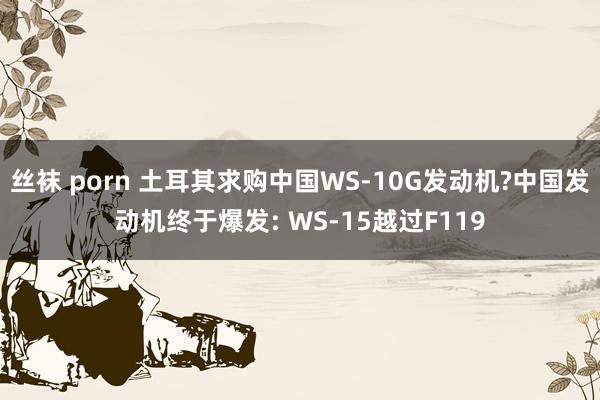 丝袜 porn 土耳其求购中国WS-10G发动机?中国发动机终于爆发: WS-15越过F119